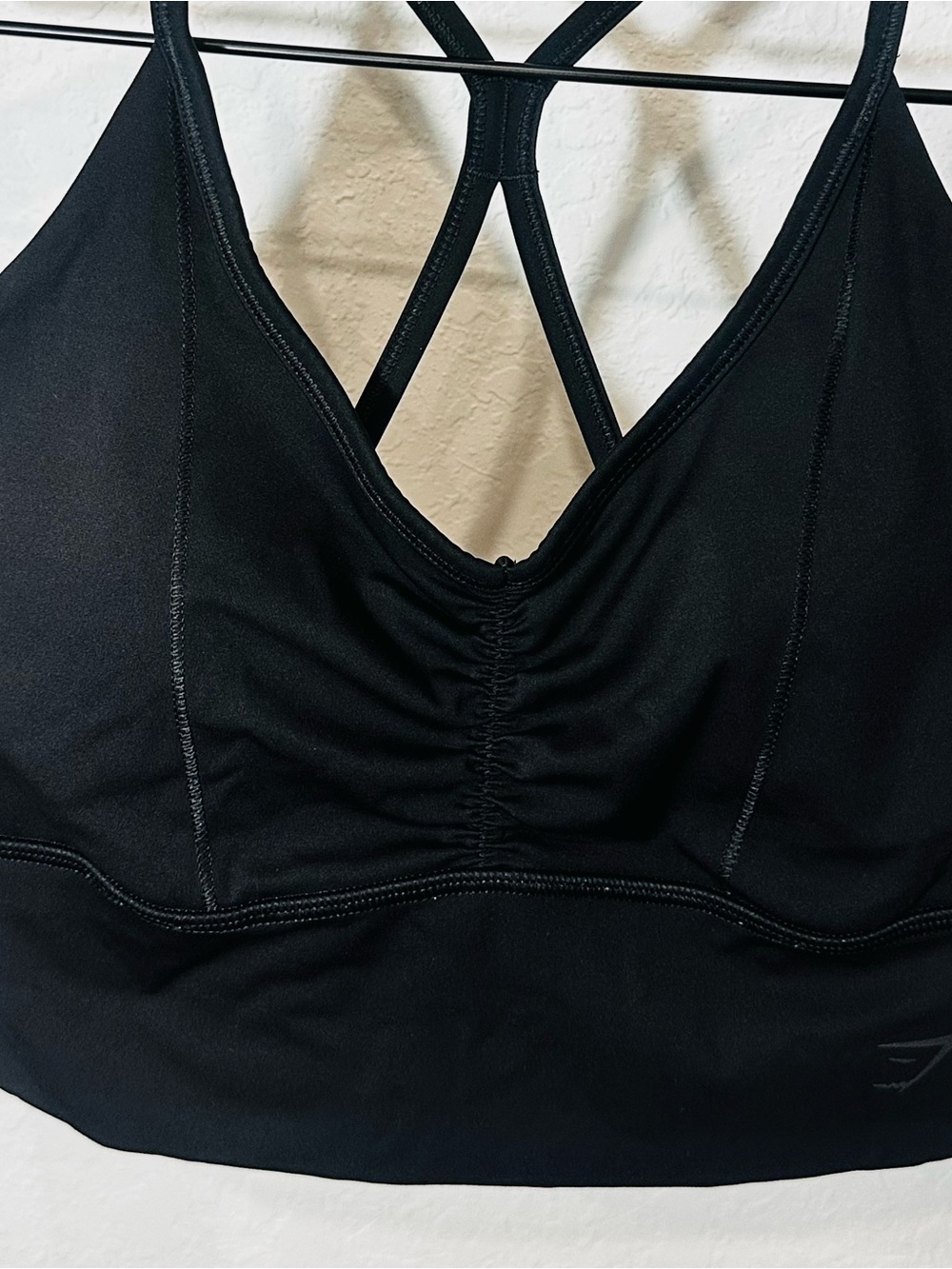 Gymshark Ruched Black V Neck Medium Support Sports Bra XS - Picture 5 of 9